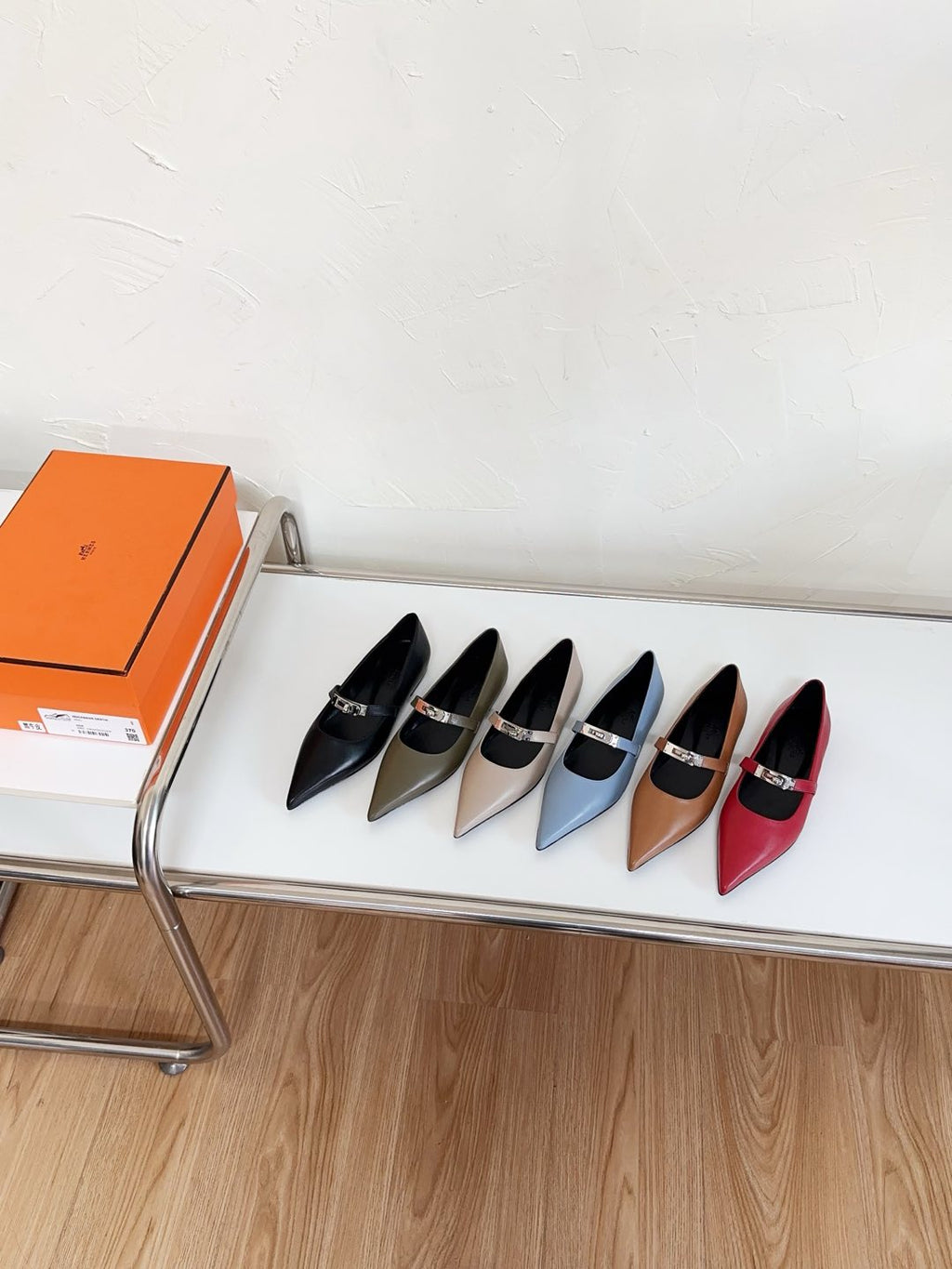 HERMES KIARA FLAT PUMP IN SEPIA BROWN CALFSKIN